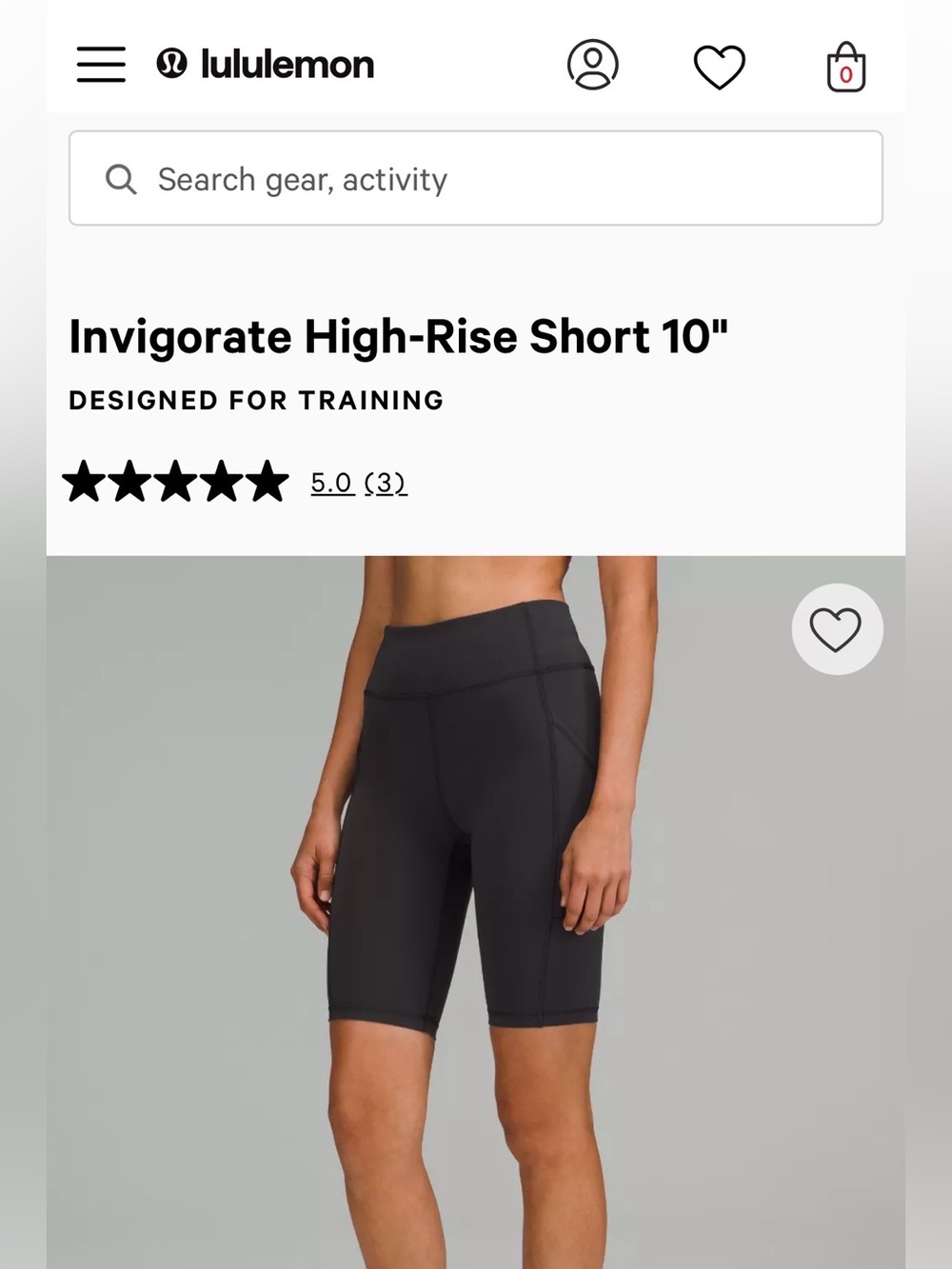 lululemon athletica Invigorate High-Rise Shorts 10" - Black - Size 8